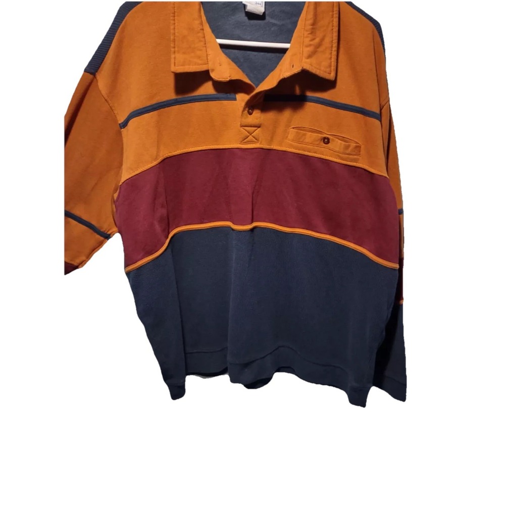 Haband Camel Joe Men Blue Long Sleeve Polo Shirt Sz XX VTG C57‎